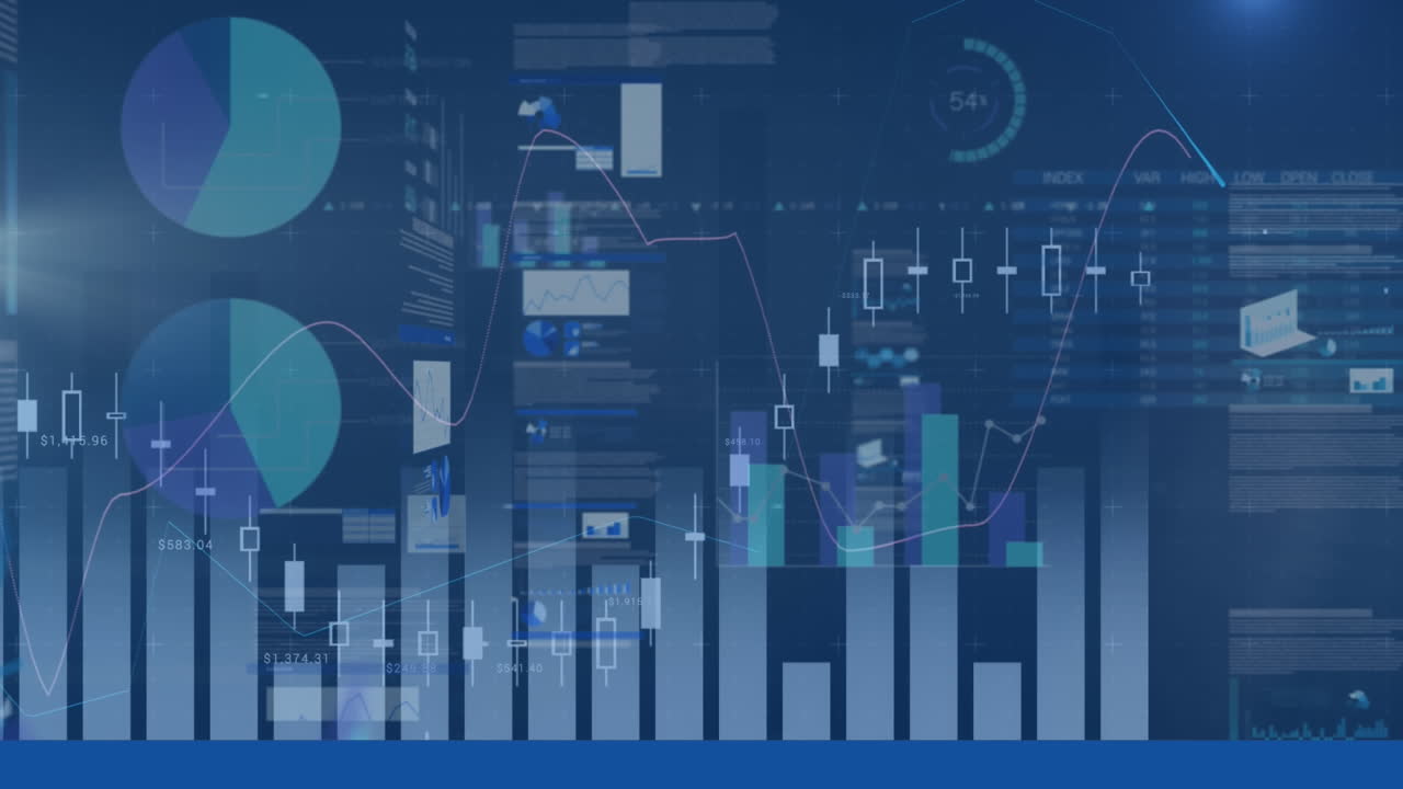 animación del procesamiento de datos financieros y el registro estadístico