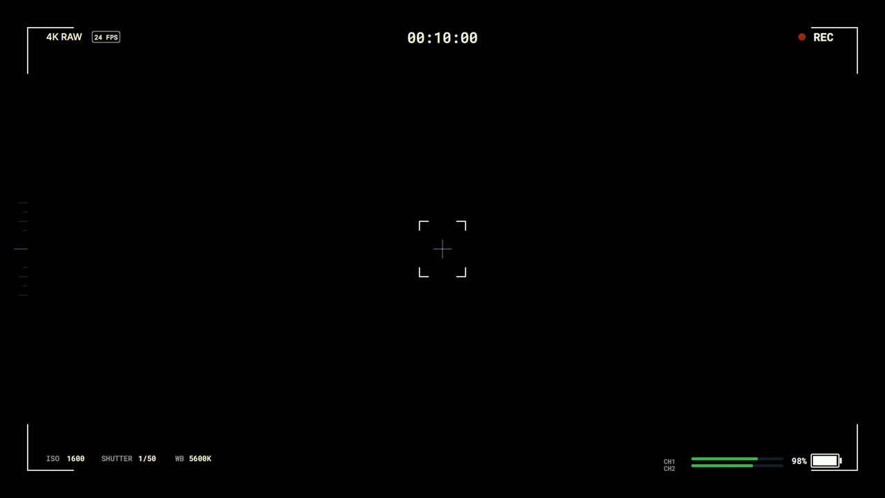 Digital Camera Recording Interface Overlay with Black Background
