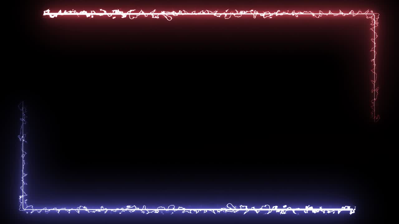 네온 빨간색과 파란색의 불타는 사각형의 추상적인 형광 배경 - 루프