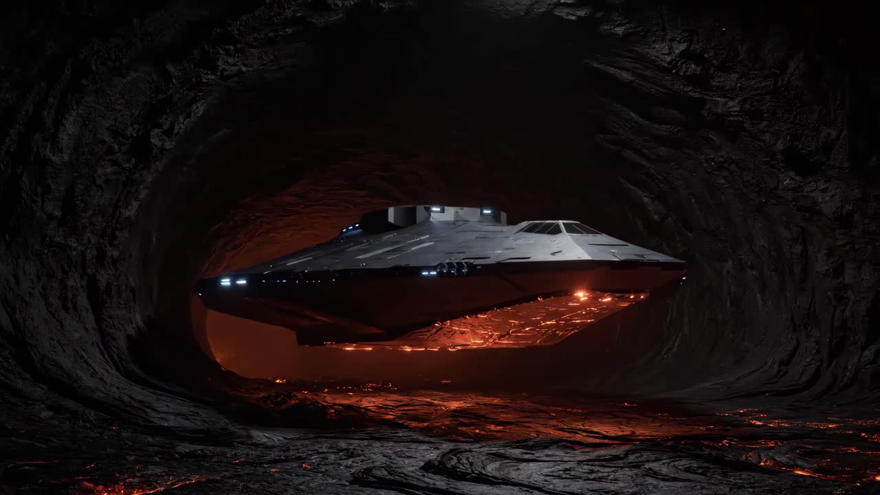 Spaceship in a Lava Cave