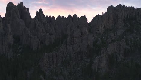 aerial, cathedral spires granite peaks in custer state park, south dakota