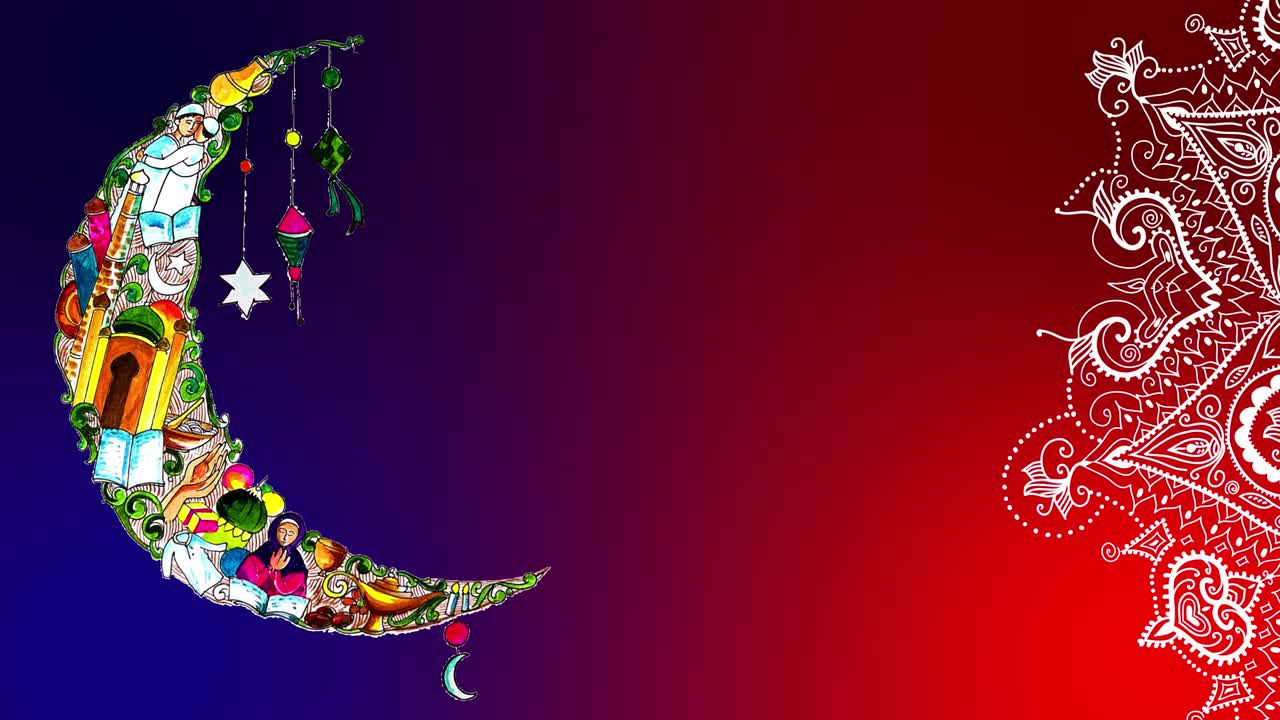 acuarela luna y símbolos islámicos, fondo de ramadán islámico con luna y lámparas, fondo de ramadán islámica con luna y lâmparas. símbolo del ayuno, iftar, sahoor, eid, ritual y tradiciones islámicas, fondo azul y rojo