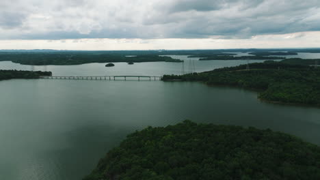 panorama of percy priest lake reservoir at long hunter state park in tennessee, united states