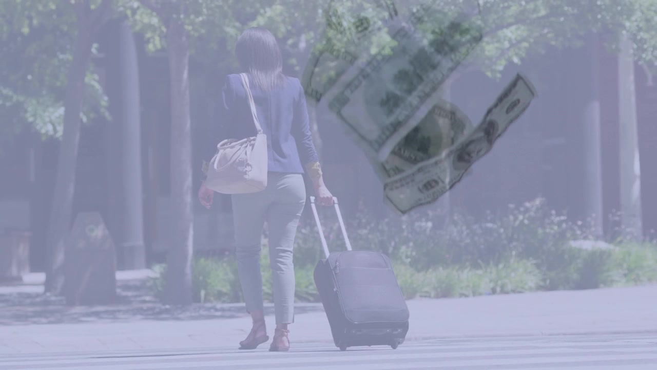 Animation of world map and data processing over man using smartphone