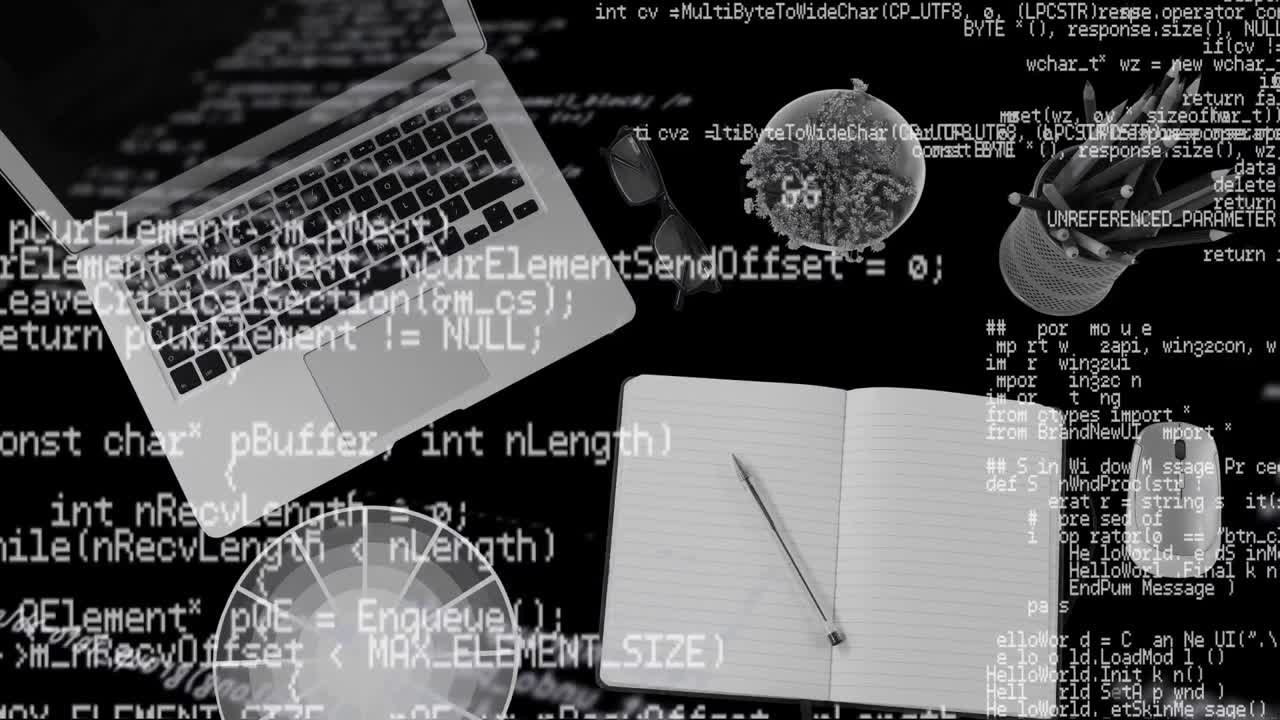 노트북을 통해 데이터 처리의 애니메이션