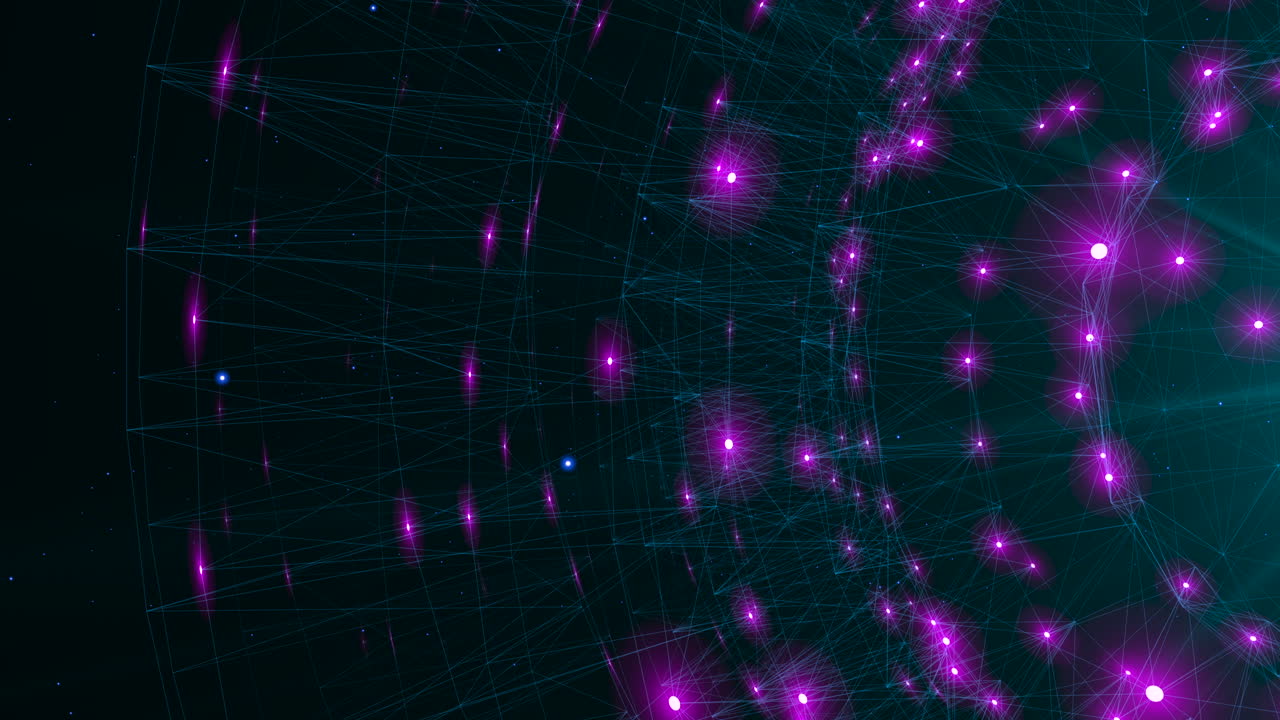 Complex geometric shapes and digital pulses forming a centralized data core. Versatile background for cybersecurity and machine learning content