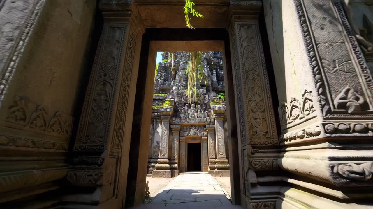 Ancient Khmer Temple Ruins in a Lush Jungle Setting