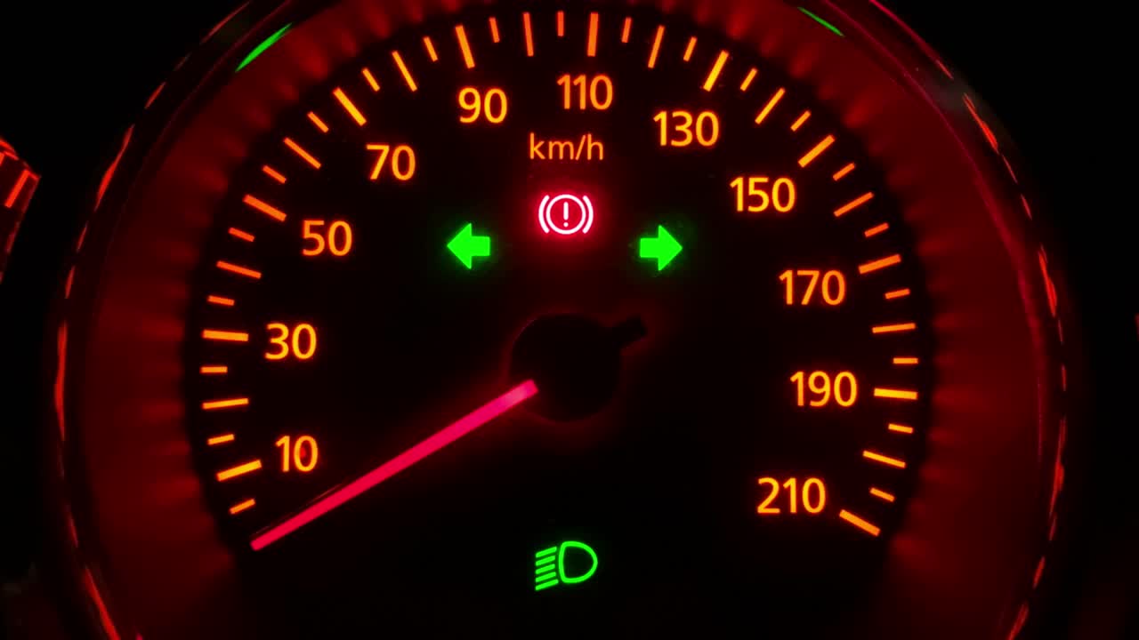 깜박이는 불빛을 표시하는 조명 자동차의 패널