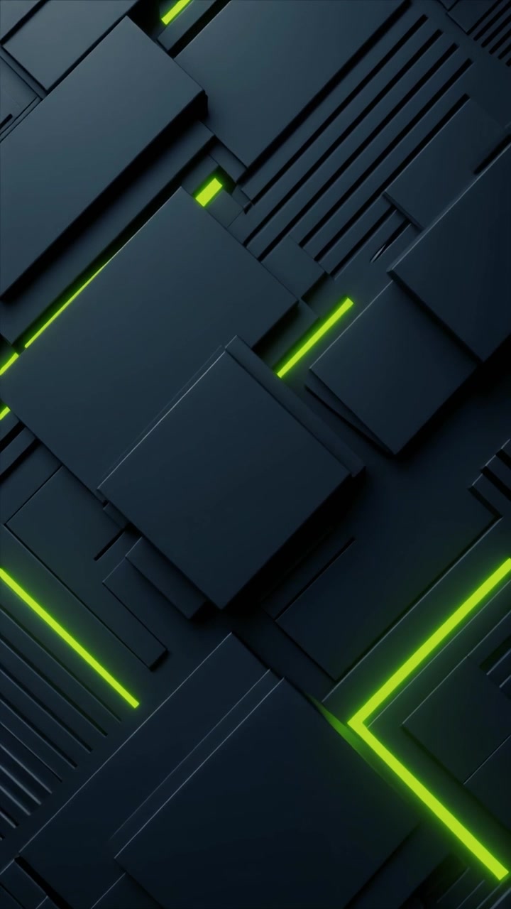 Dynamic Abstract Geometric Pattern with Moving Neon Green Lines