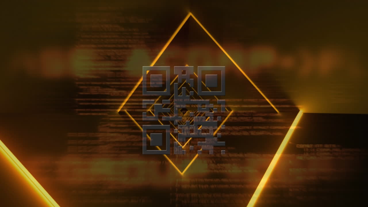 추상적인 배경 위에 로스 패턴과 프로그래밍 언어로 qr 코드의 애니메이션
