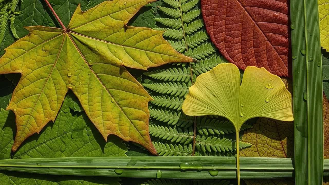 A Vibrant Collection of Autumn Leaves Showcasing Nature's Palette with Vivid Colors, Textures, and Details Captured in Two Frames