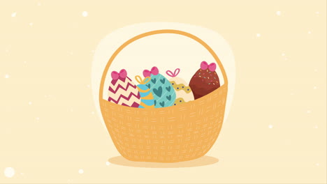 spring eggs painted in basket animation