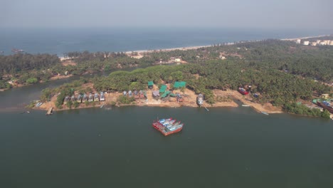 drone view of boatyard near tannirbhavi beach located kasba bengre, mangaluru, karnataka 575010, india