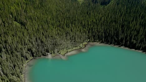 Montañas-Densamente-Boscosas-En-El-Parque-Provincial-De-Los-Lagos-Joffre-Con-Un-Pico-Nevado-Al-Fondo-En-Columbia-Británica,-Canadá