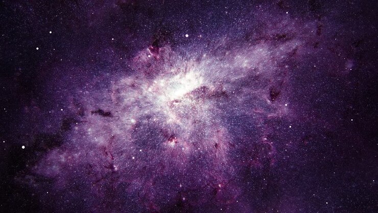 Loop Space travel flight deep space exploration travel to purple bust star center Milky Way 4K 3D loop space exploration to nebula Furnished by NASA image