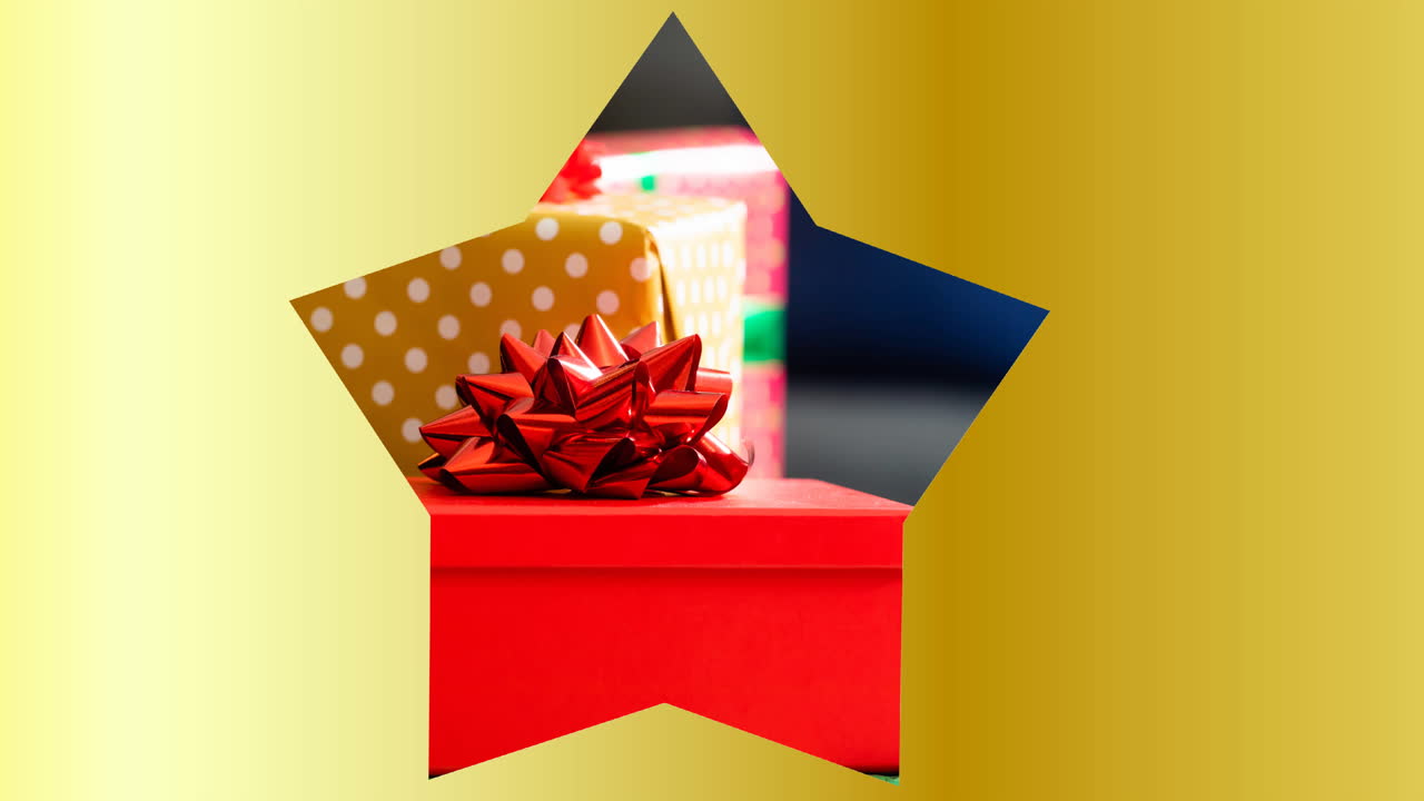 composición del marco de estrellas sobre los regalos de navidad en el fondo