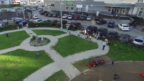 park with playground in a city residential area