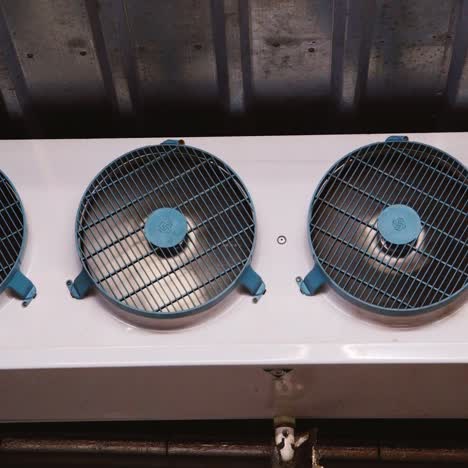 powerful fans inside an industrial refrigerator