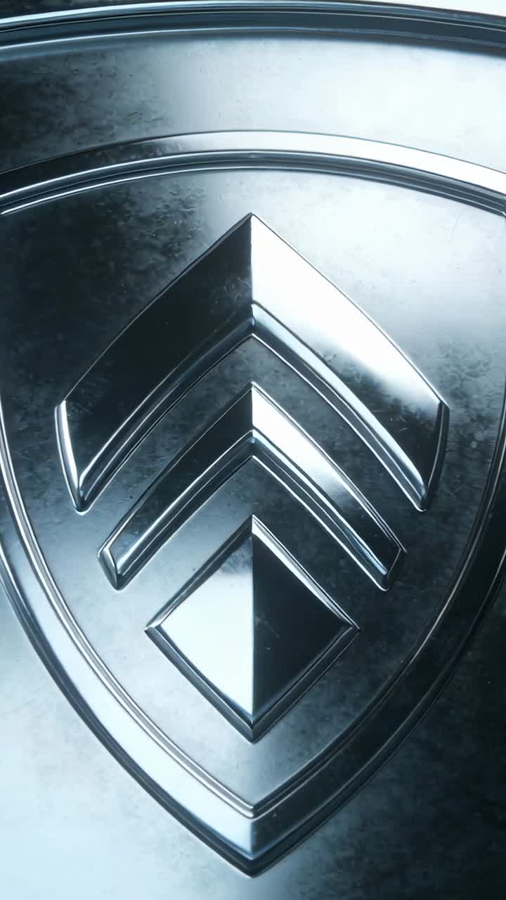 Emblema di Scudo Metallico Animato con Superficie Riflettente