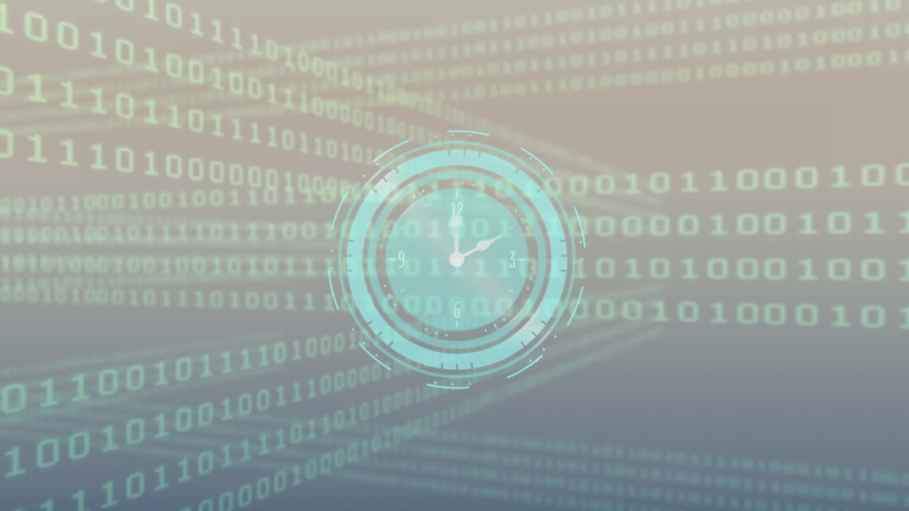 Animation of data processing over clock moving