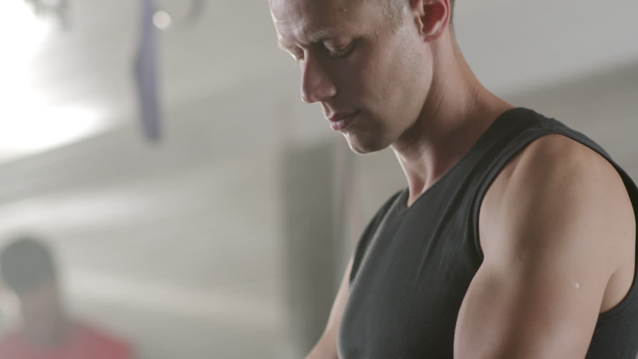 Man in gym exercising