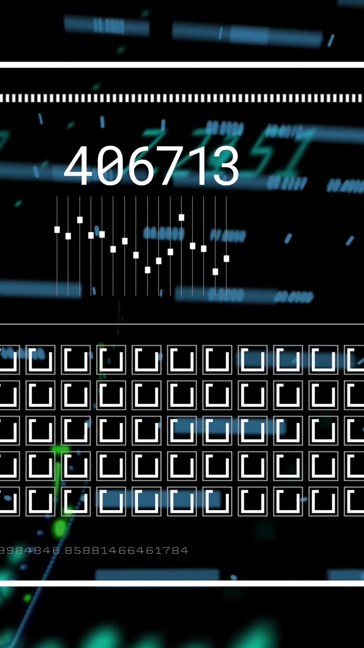 Animation of data processing over black background