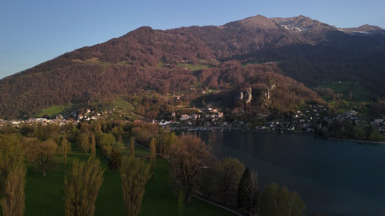 Switzerland nature serene village Walenstadt holiday resort Walensee alpine lake
