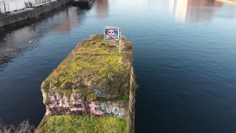 berlin spree tiny island with a bike this is a classic berlin view recorded with a drone at 4k 24fps