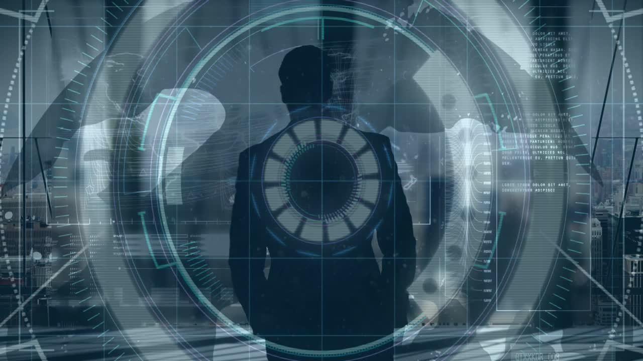 사업가들에 대한 데이터 처리의 애니메이션