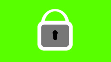 lock closing animation, security concept green screen loop