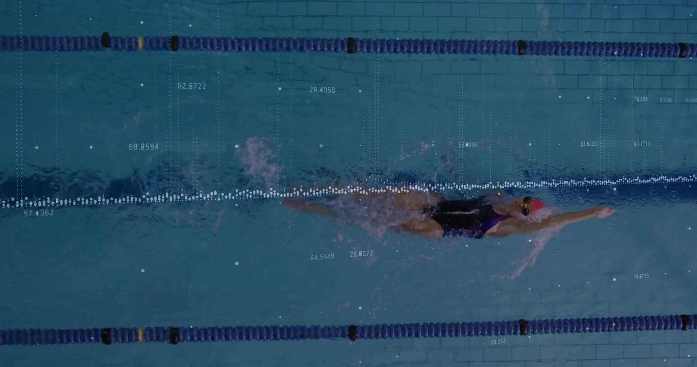 Swimmer front-crawling in pool fueling sports data via waveform tracking stroke force