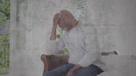animación de fondo en movimiento sobre triste anciano hombre afroamericano
