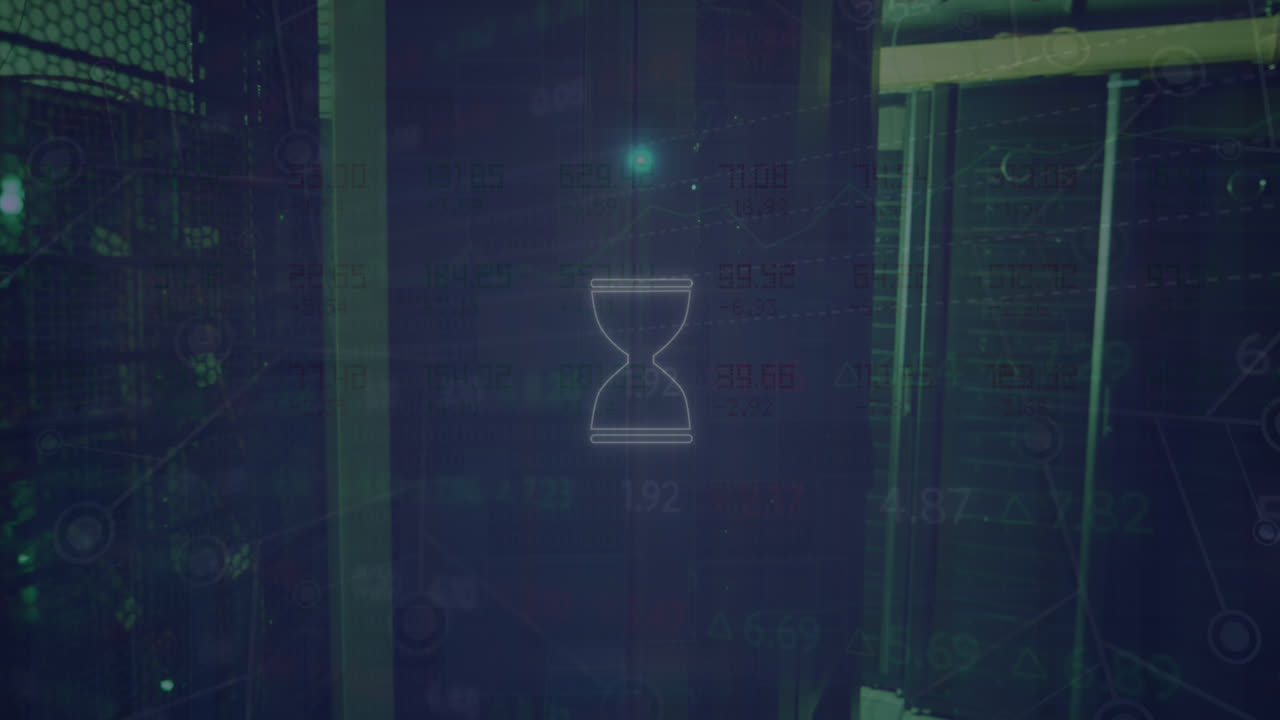 animación de un escáner giratorio sobre el procesamiento de datos en espacio verde y negro