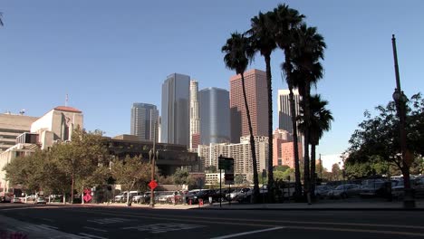 Long-shot-of-Los-Angeles-financial-center-,-California,-USA