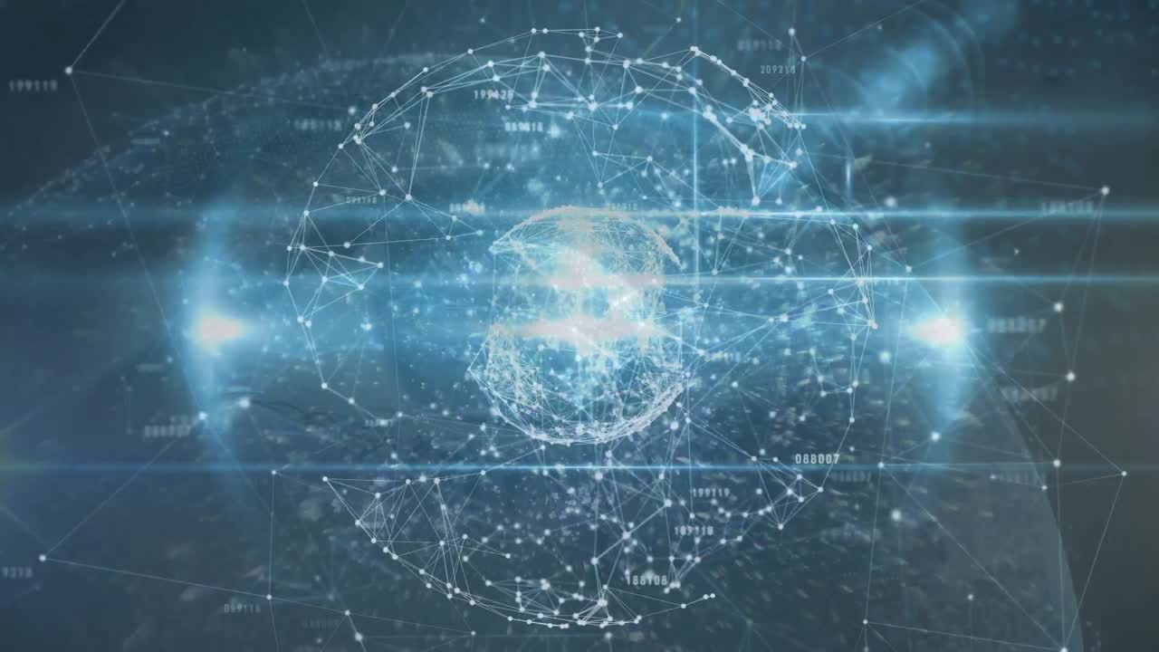 Animation of network of connections over dark background