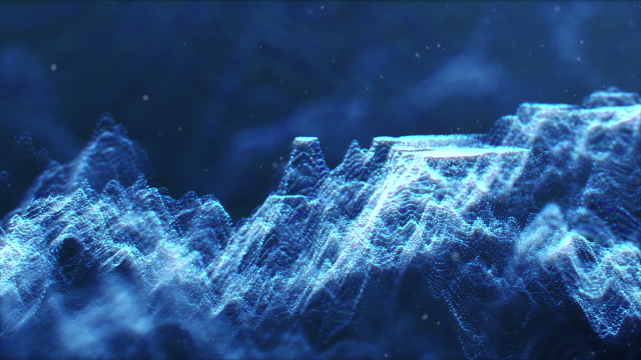 Futuristic holographic digitally generated under the sea terrain topography with underwater valley in the Laurentian Abyss