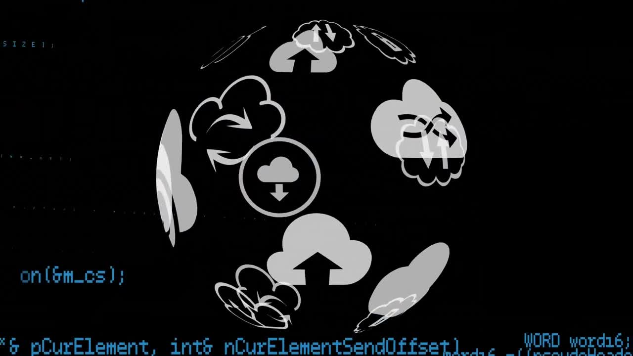 diferentes iconos de nubes y códigos de programas