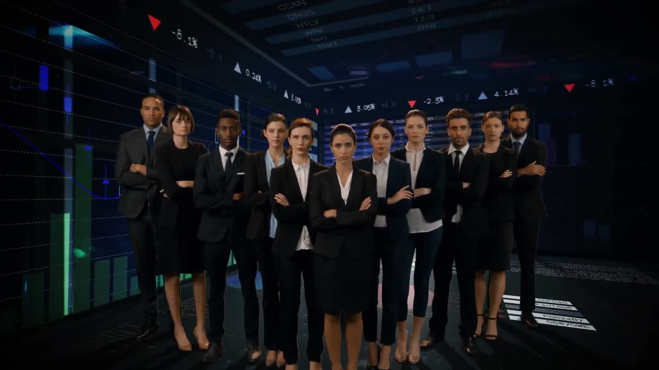 gente de negocios y gráficos