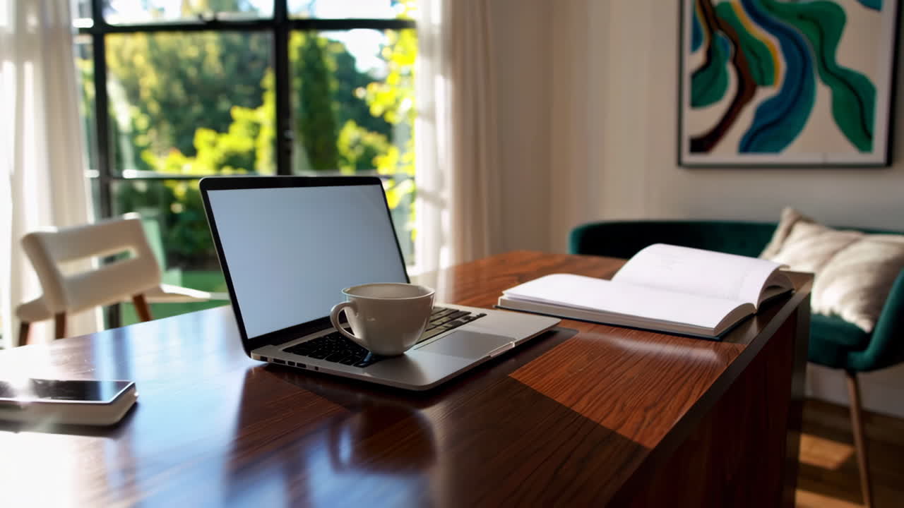 Home Office Workspace with Garden View