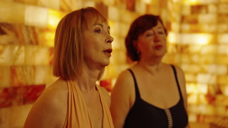 women relaxing in a salt cave