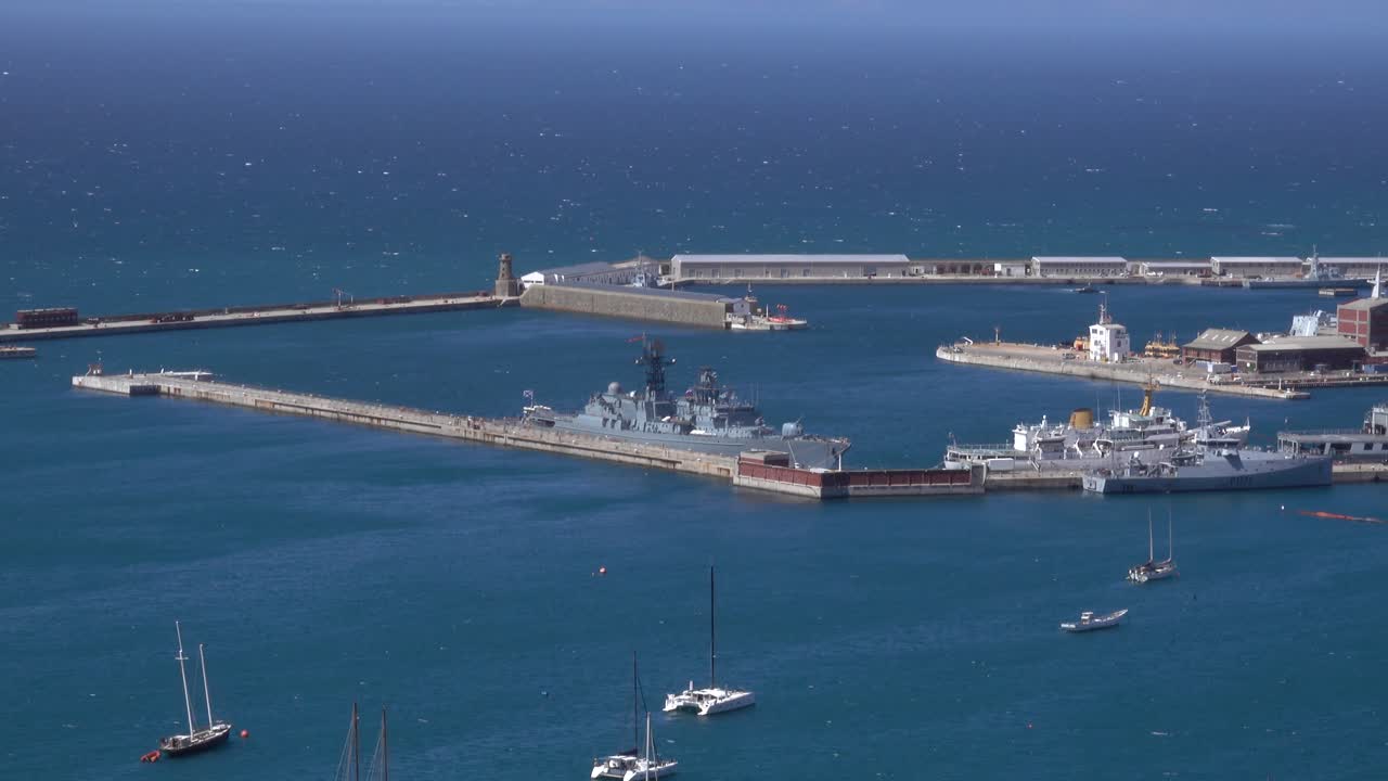 Navy vessel sailing in the bay