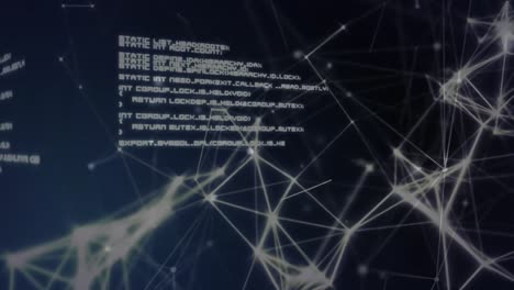 Animation of network of connections over data processing