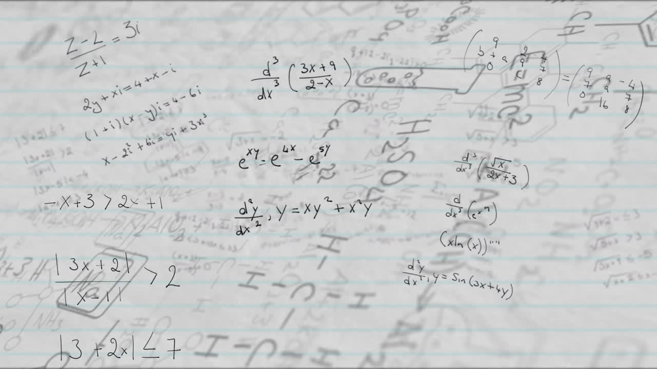 animación del procesamiento de datos matemáticos sobre un fondo blanco