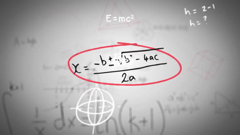animación ecuaciones matemáticas y formas geométricas con diagramas en pizarra