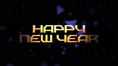 Happy-New-Year-text-with-fly-triangle-shapes