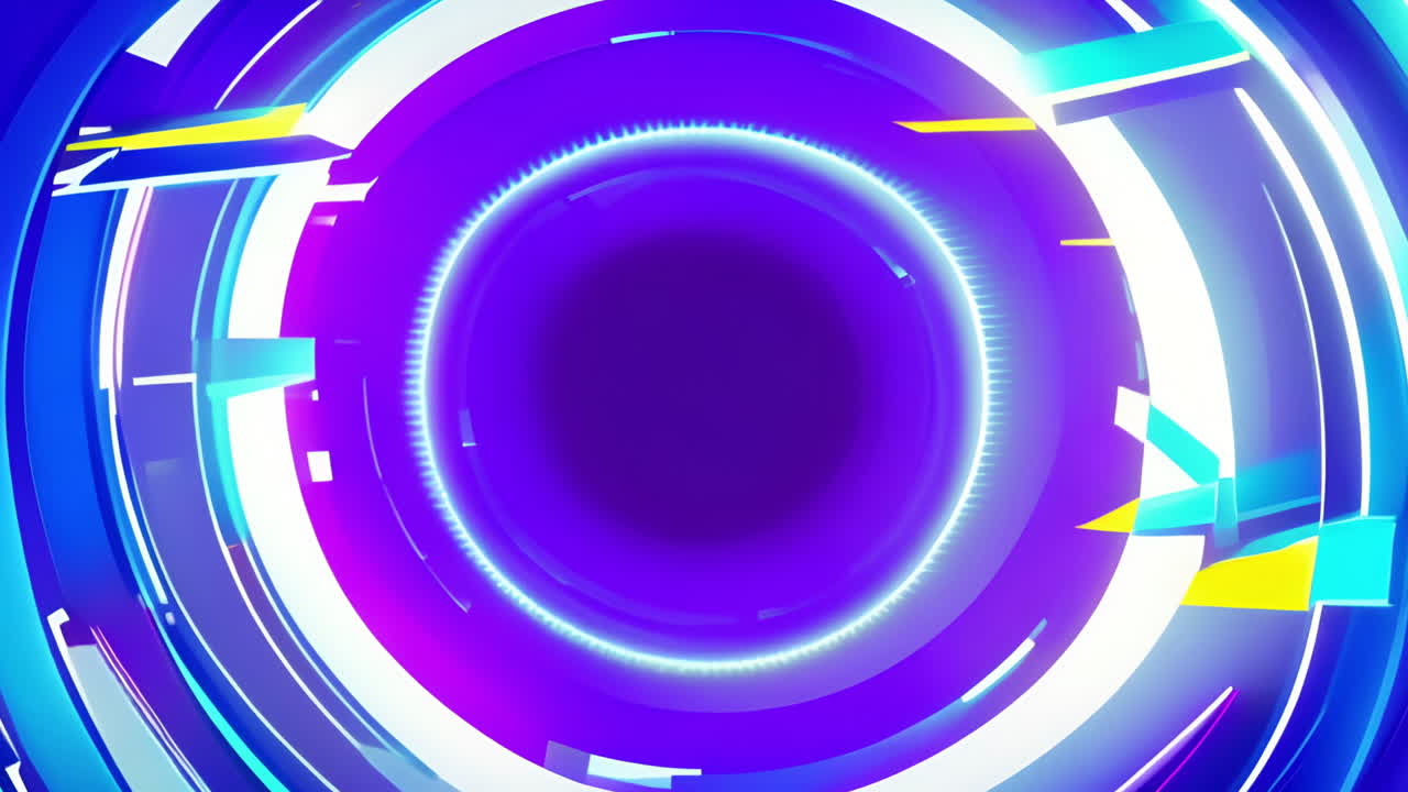 luces de neón circulares y formas geométricas animación en colores vibrantes