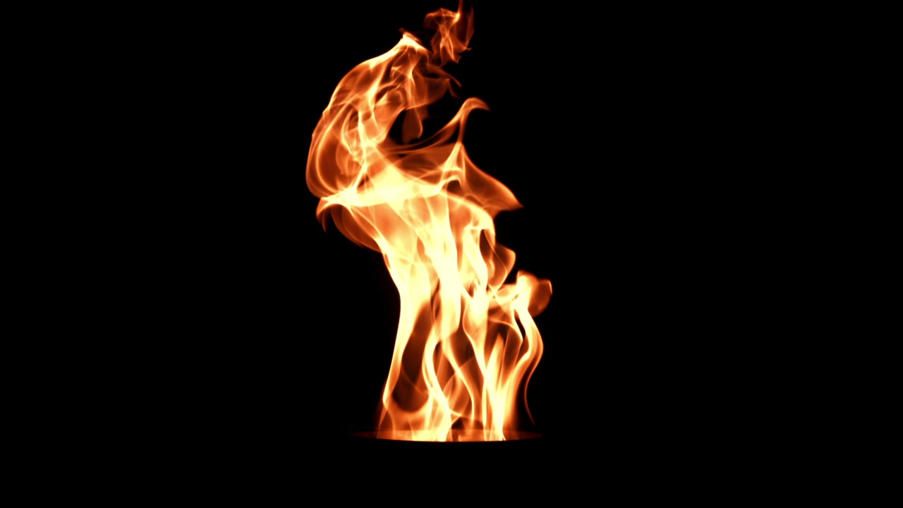 Realistic Fire Flames Isolated on Black Background