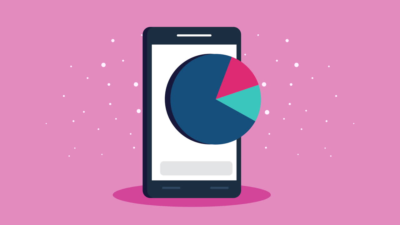 estadísticas infográfico pastel en la animación de teléfonos inteligentes