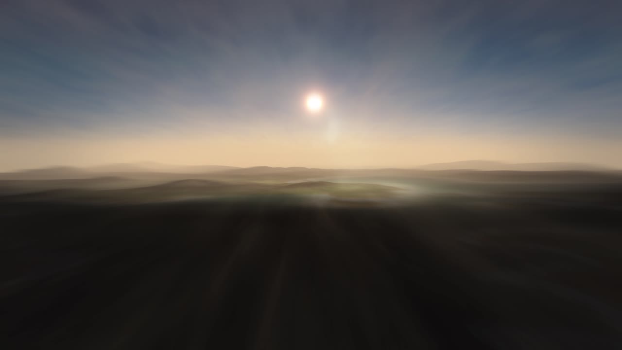 por encima de las montañas del planeta tierra, volando a gran velocidad