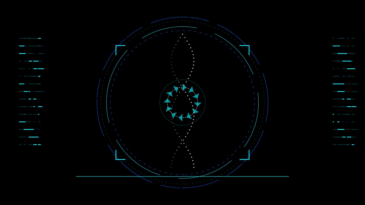Futuristic Digital HUD Interface with Rotating DNA Helix Animation